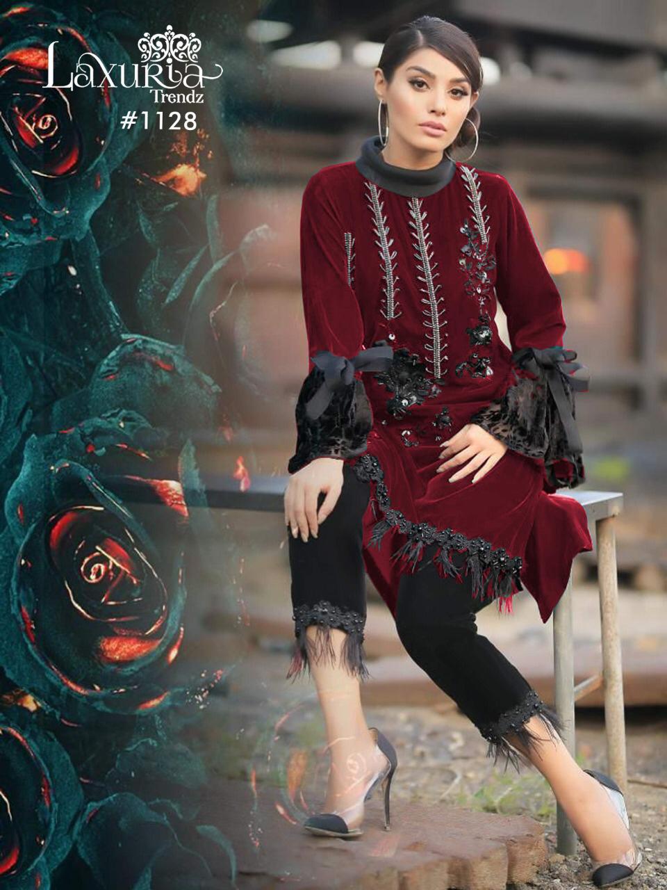 laxuria-trendz-1128-celebrity-stylish-kurti-in-red-and-black-colour